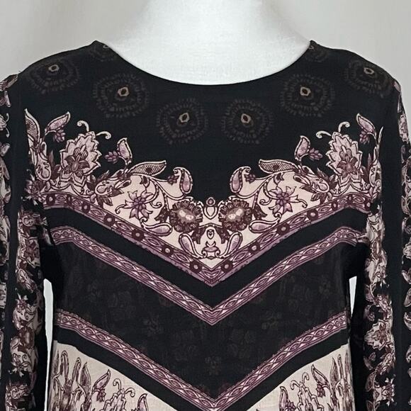 Free People Black Burgundy Boho Hippie Festival Cut Out Mini Dress NWOT Size S - Picture 3 of 12